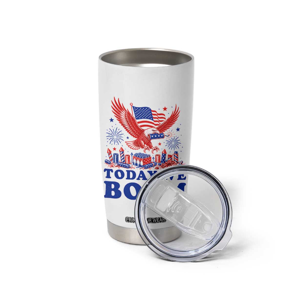 Today We Boom 4th of July Bald Eagle Fireworks Tumbler Cup
