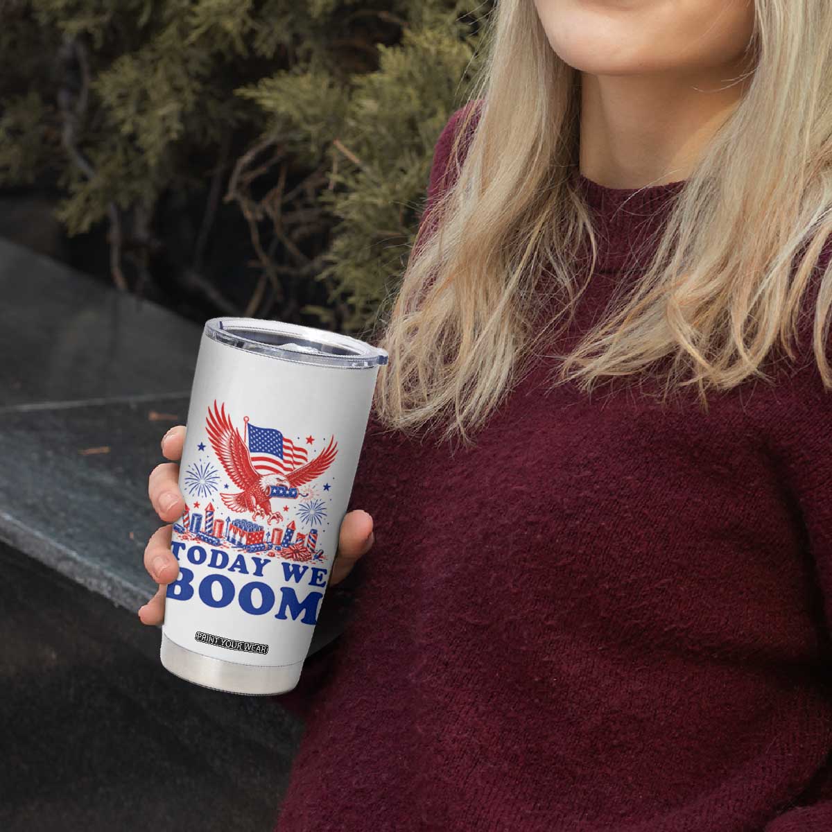 Today We Boom 4th of July Bald Eagle Fireworks Tumbler Cup