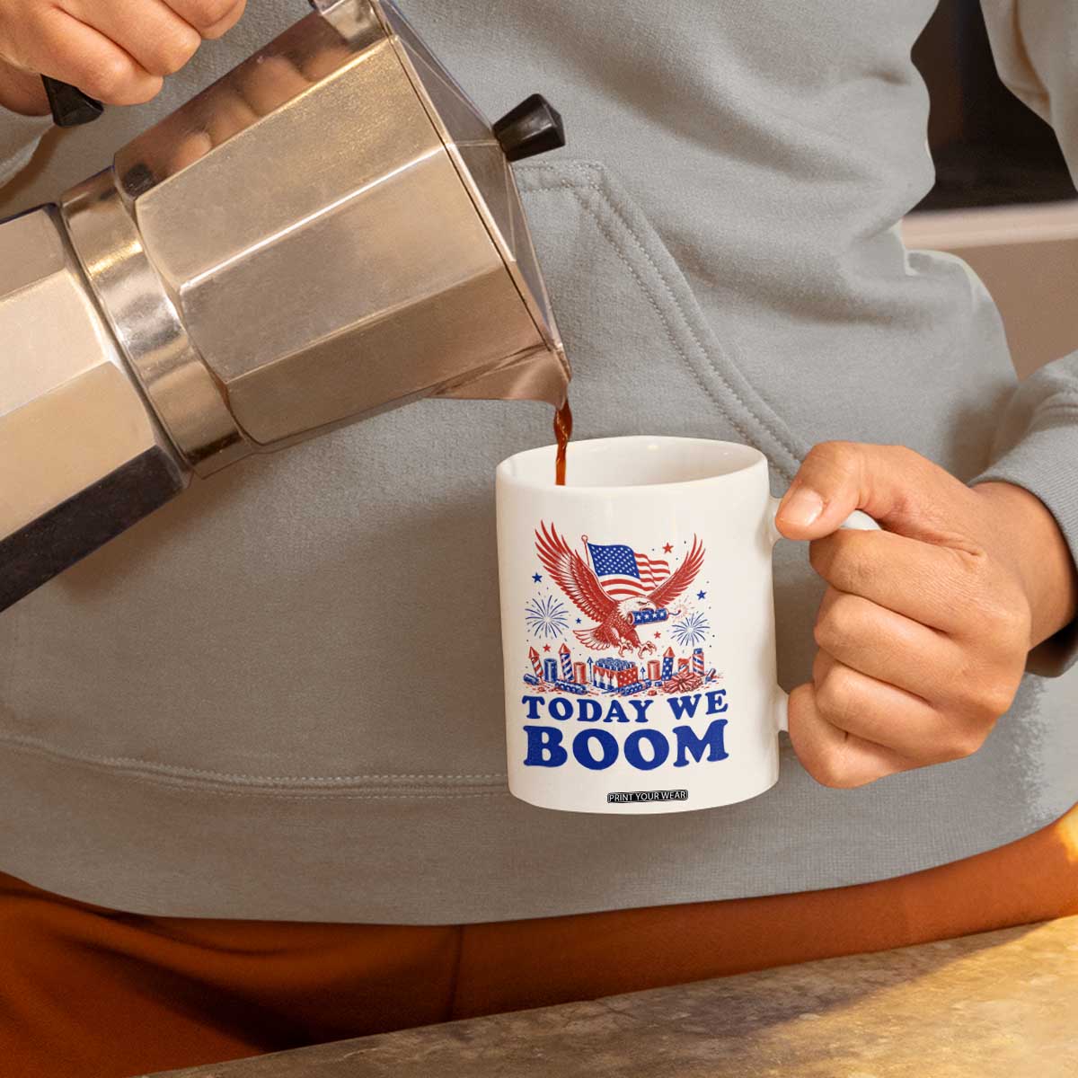 Today We Boom 4th of July Bald Eagle Fireworks Coffee Mug