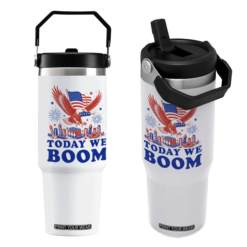 Today We Boom 4th of July Bald Eagle Fireworks Flip Straw Tumbler