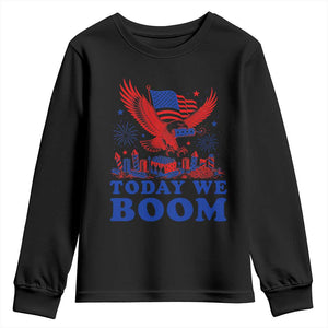 Today We Boom 4th of July Bald Eagle Fireworks Youth Sweatshirt