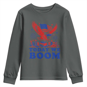 Today We Boom 4th of July Bald Eagle Fireworks Youth Sweatshirt