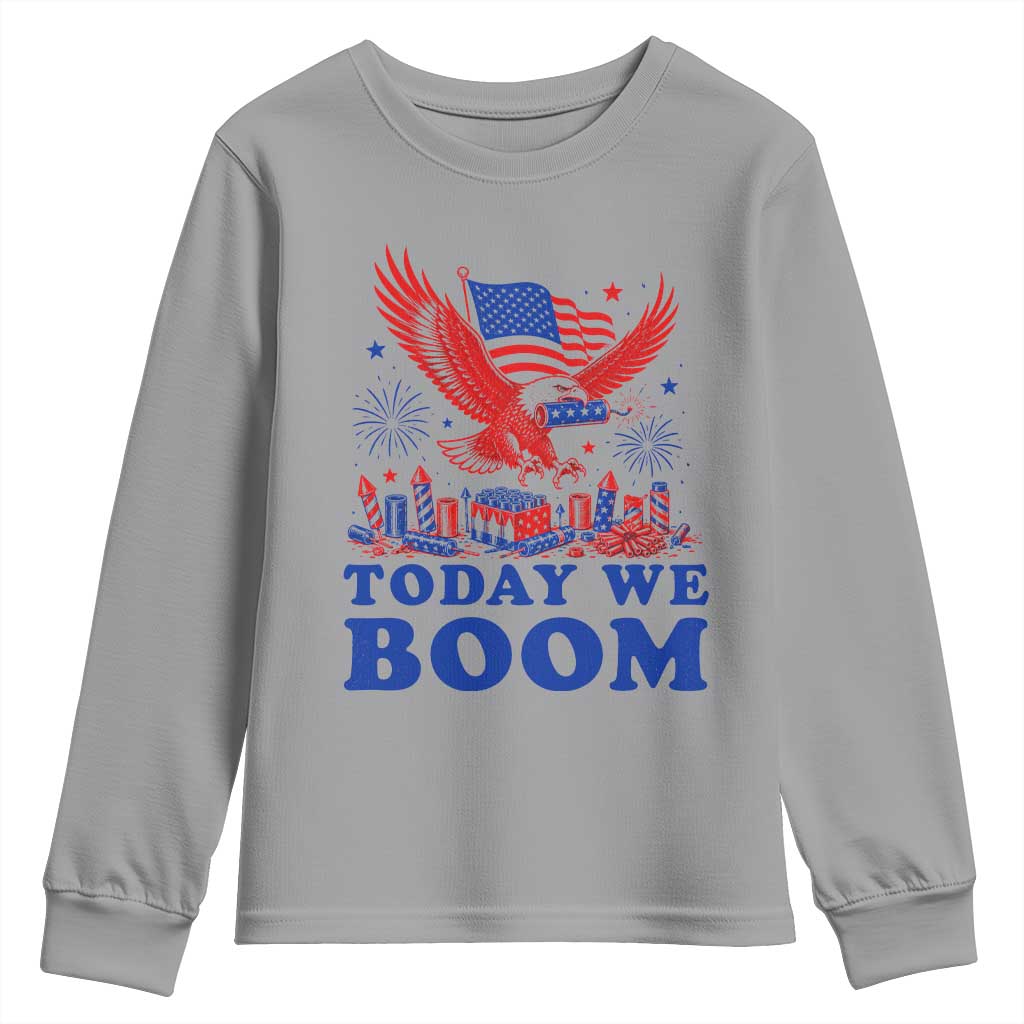 Today We Boom 4th of July Bald Eagle Fireworks Youth Sweatshirt