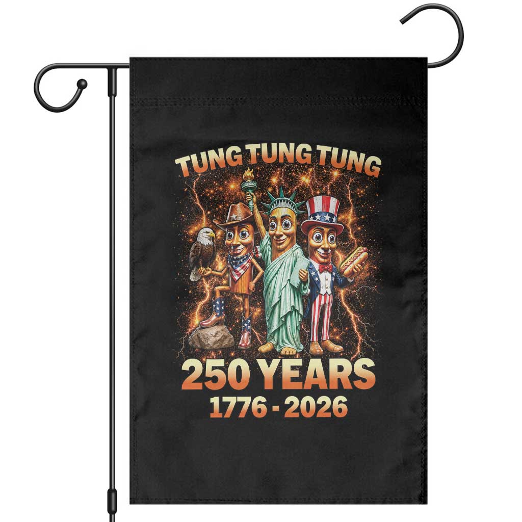 Tung Tung Tung Sahur 250 Years American Garden Flag Funny Brainrot Meme 4th of July TS11 Black Print Your Wear