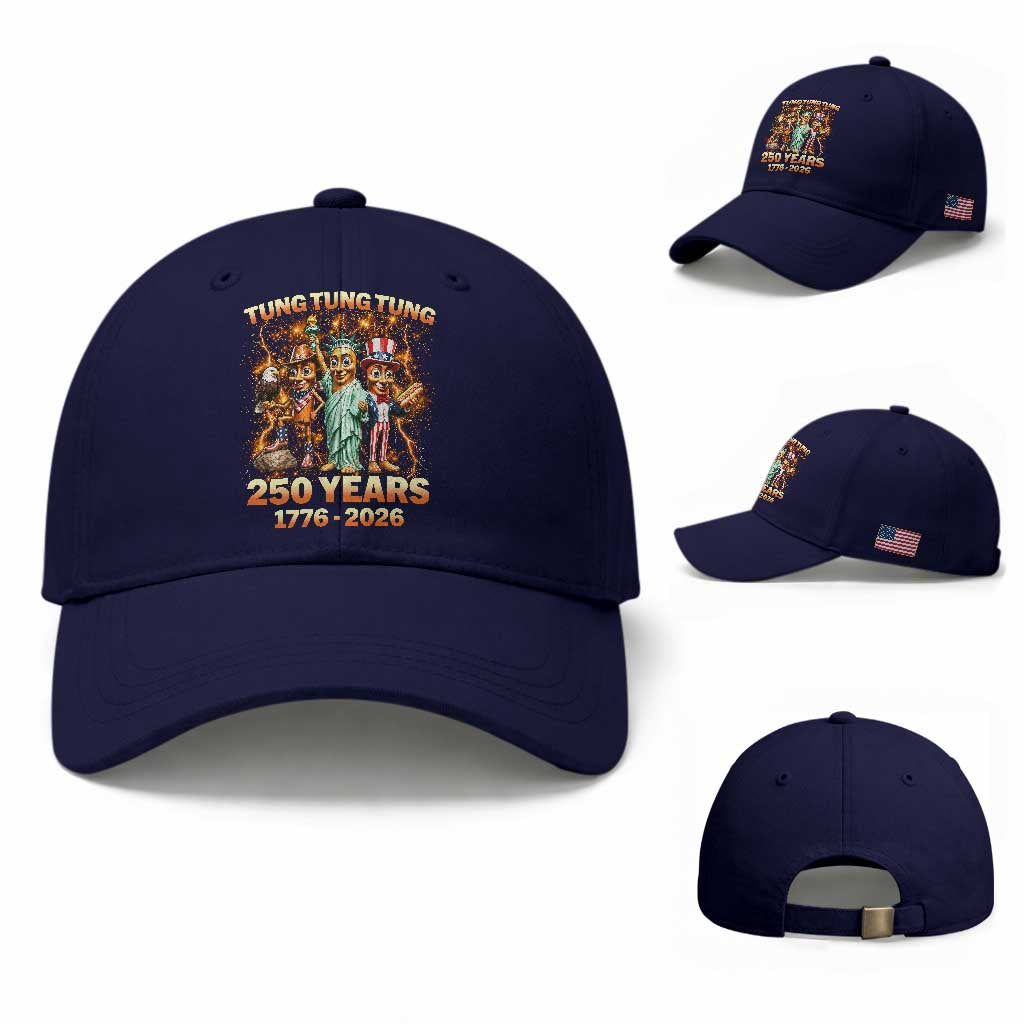 Tung Tung Tung Sahur 250 Years American Baseball Cap Funny Brainrot Meme 4th of July