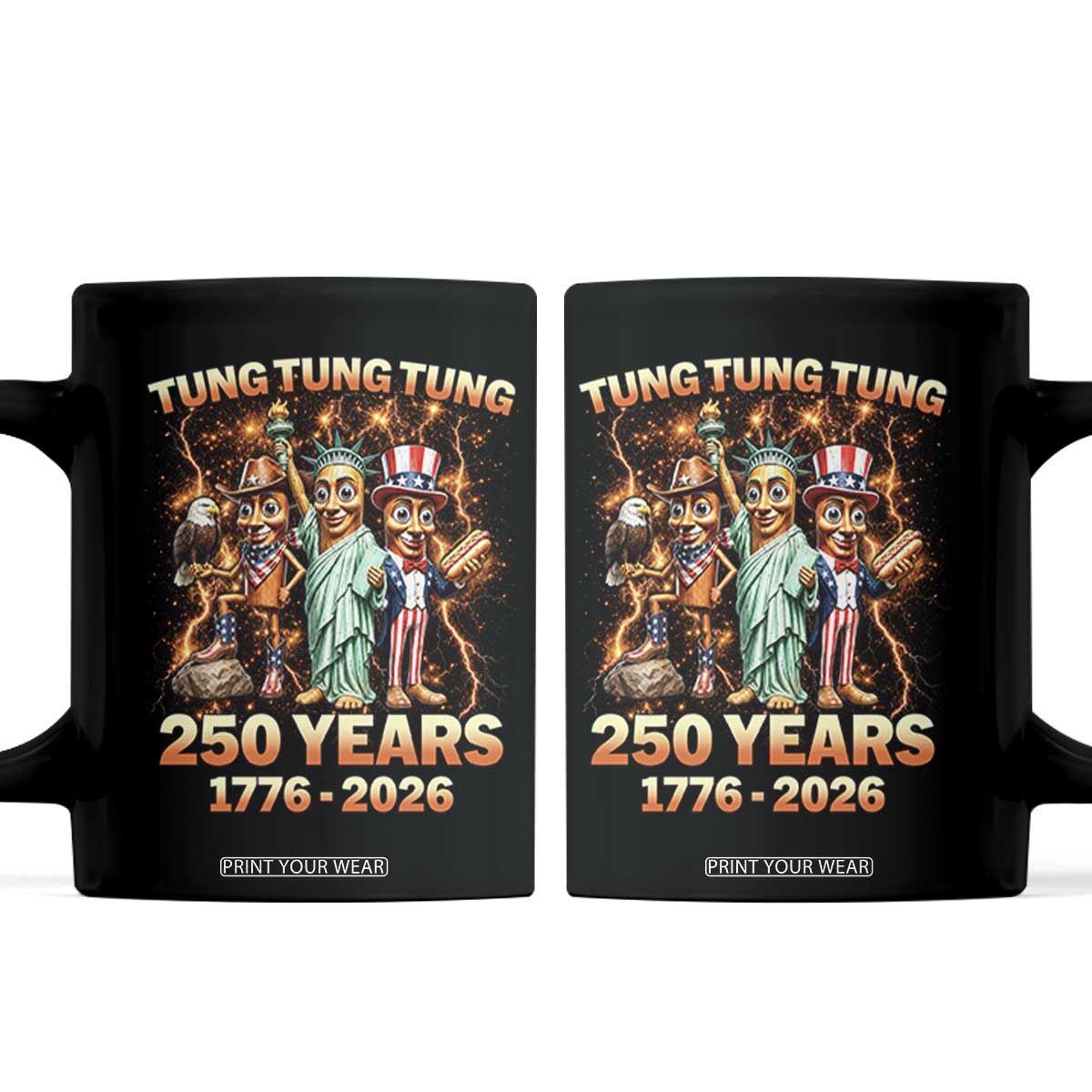 Tung Tung Tung Sahur 250 Years American Coffee Mug Funny Brainrot Meme 4th of July