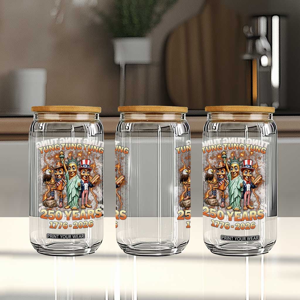 Tung Tung Tung Sahur 250 Years American Glass Can Funny Brainrot Meme 4th of July