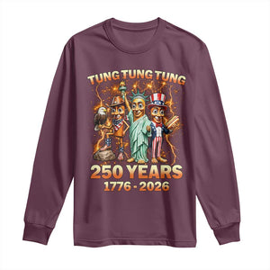 Tung Tung Tung Sahur 250 Years American Long Sleeve Shirt Funny Brainrot Meme 4th of July