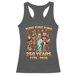 Tung Tung Tung Sahur 250 Years American Racerback Tank Top Funny Brainrot Meme 4th of July