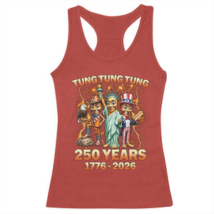 Tung Tung Tung Sahur 250 Years American Racerback Tank Top Funny Brainrot Meme 4th of July