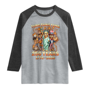 Tung Tung Tung Sahur 250 Years American Raglan Shirt Funny Brainrot Meme 4th of July