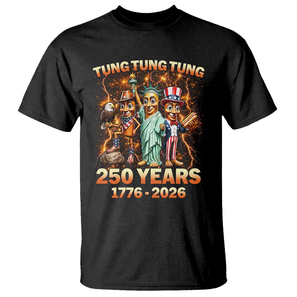 Tung Tung Tung Sahur 250 Years American T Shirt Funny Brainrot Meme 4th of July