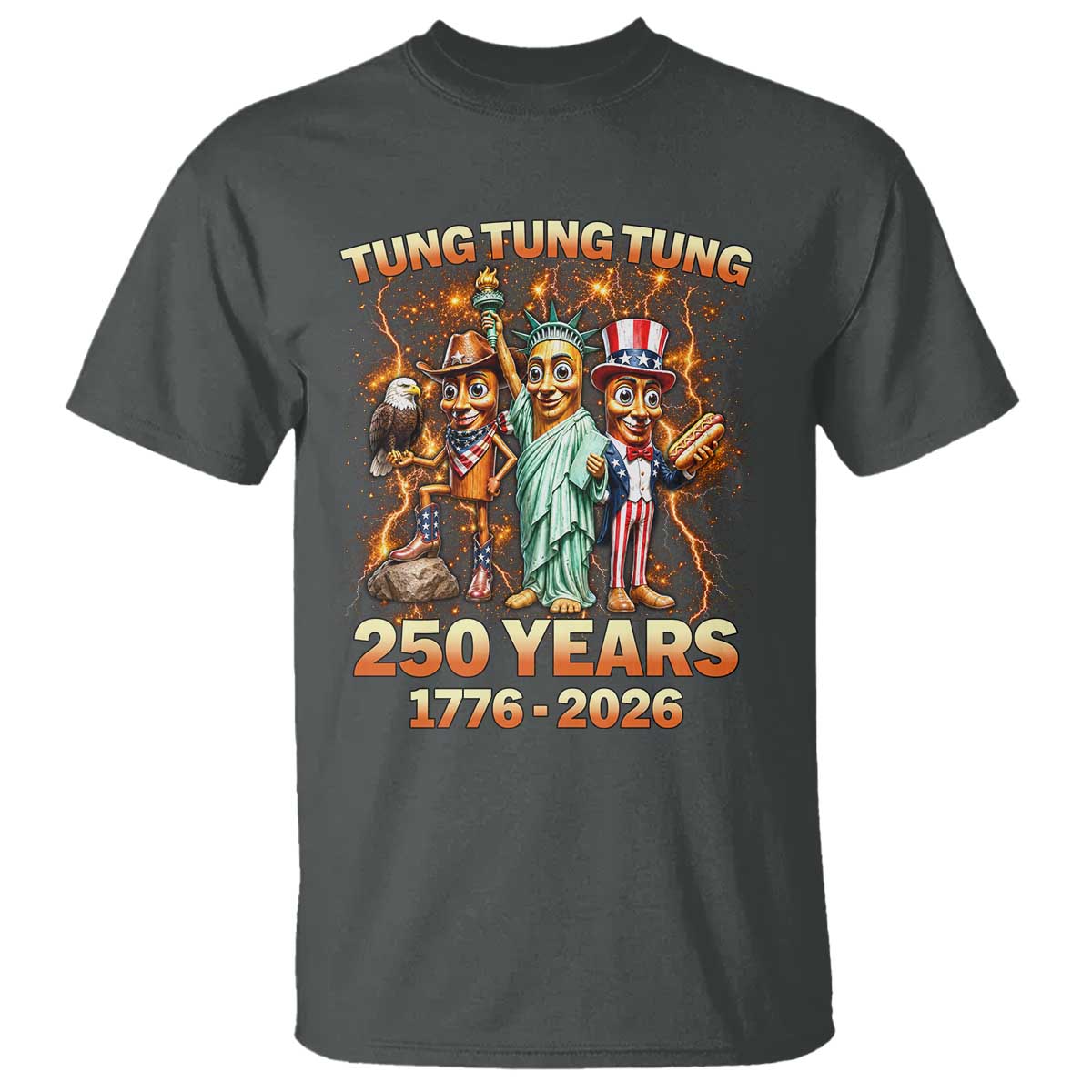 Tung Tung Tung Sahur 250 Years American T Shirt Funny Brainrot Meme 4th of July
