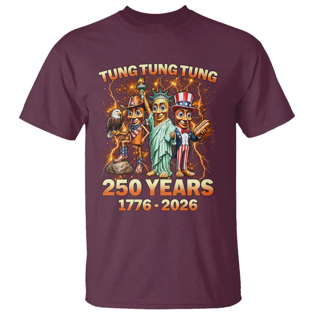 Tung Tung Tung Sahur 250 Years American T Shirt Funny Brainrot Meme 4th of July