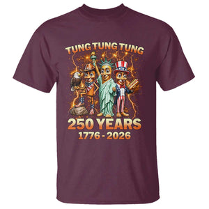 Tung Tung Tung Sahur 250 Years American T Shirt Funny Brainrot Meme 4th of July