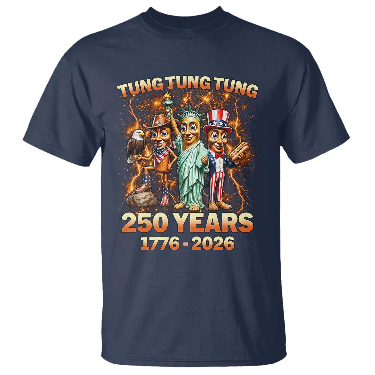 Tung Tung Tung Sahur 250 Years American T Shirt Funny Brainrot Meme 4th of July