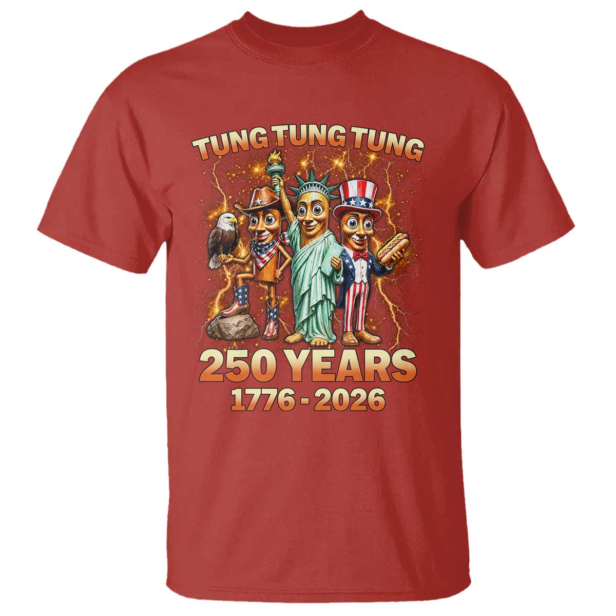 Tung Tung Tung Sahur 250 Years American T Shirt Funny Brainrot Meme 4th of July