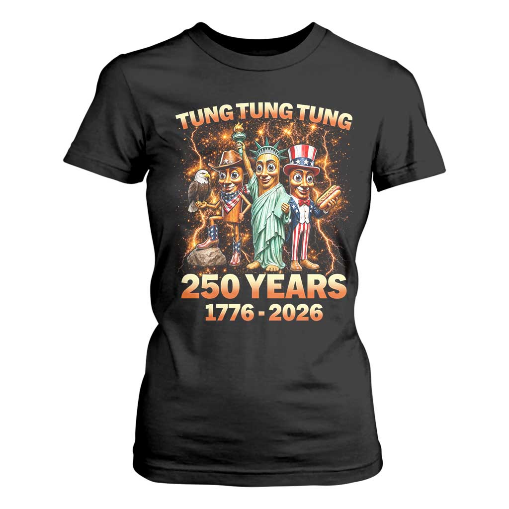 Tung Tung Tung Sahur 250 Years American T Shirt For Women Funny Brainrot Meme 4th of July