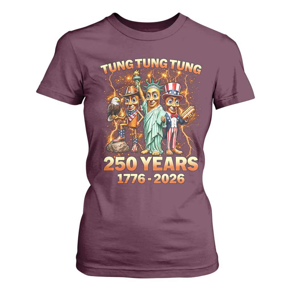 Tung Tung Tung Sahur 250 Years American T Shirt For Women Funny Brainrot Meme 4th of July
