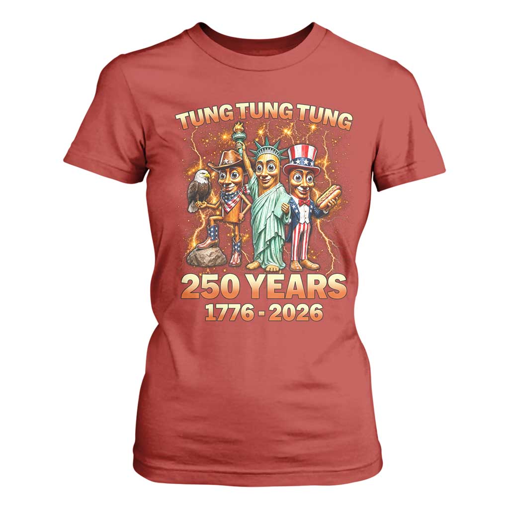 Tung Tung Tung Sahur 250 Years American T Shirt For Women Funny Brainrot Meme 4th of July