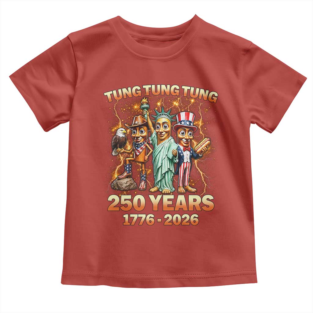 Tung Tung Tung Sahur 250 Years American Toddler T Shirt Funny Brainrot Meme 4th of July