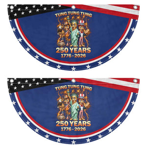 Tung Tung Tung Sahur 250 Years American Patriotic Fan Flag Funny Brainrot Meme 4th of July