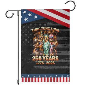 Tung Tung Tung Sahur 250 Years American Patriotic Garden Flag Funny Brainrot Meme 4th of July