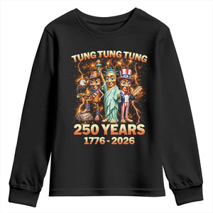 Tung Tung Tung Sahur 250 Years American Youth Sweatshirt Funny Brainrot Meme 4th of July