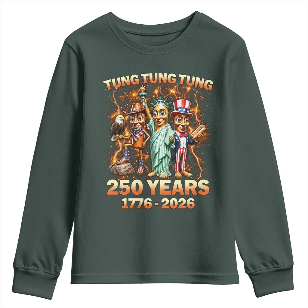 Tung Tung Tung Sahur 250 Years American Youth Sweatshirt Funny Brainrot Meme 4th of July
