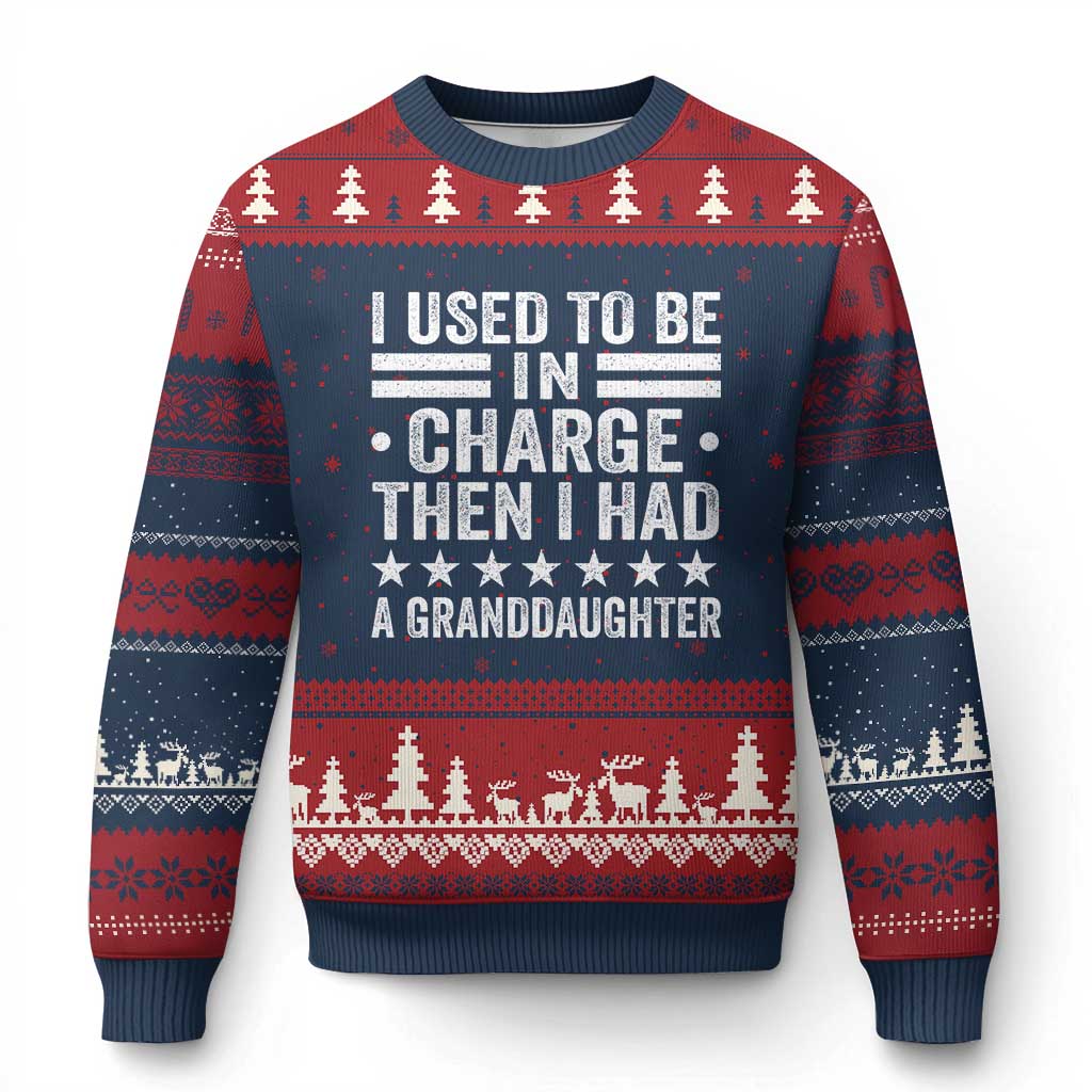 I Used To Be In Charge Then I Had A Granddaughter Ugly Christmas Sweater Funny Girl Grandpa TS11 Navy Red Print Your Wear
