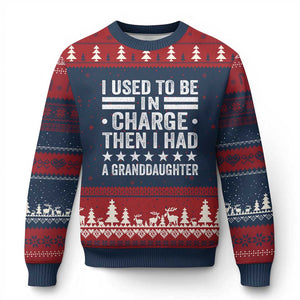 I Used To Be In Charge Then I Had A Granddaughter Ugly Christmas Sweater Funny Girl Grandpa TS11 Navy Red Print Your Wear