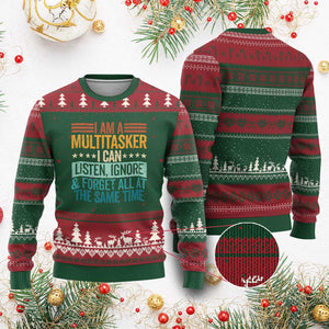 Funny I Am A Multitasker I Can Listen Ignore And Forget All At The Same Ugly Christmas Sweater TS11 Red Green Print Your Wear
