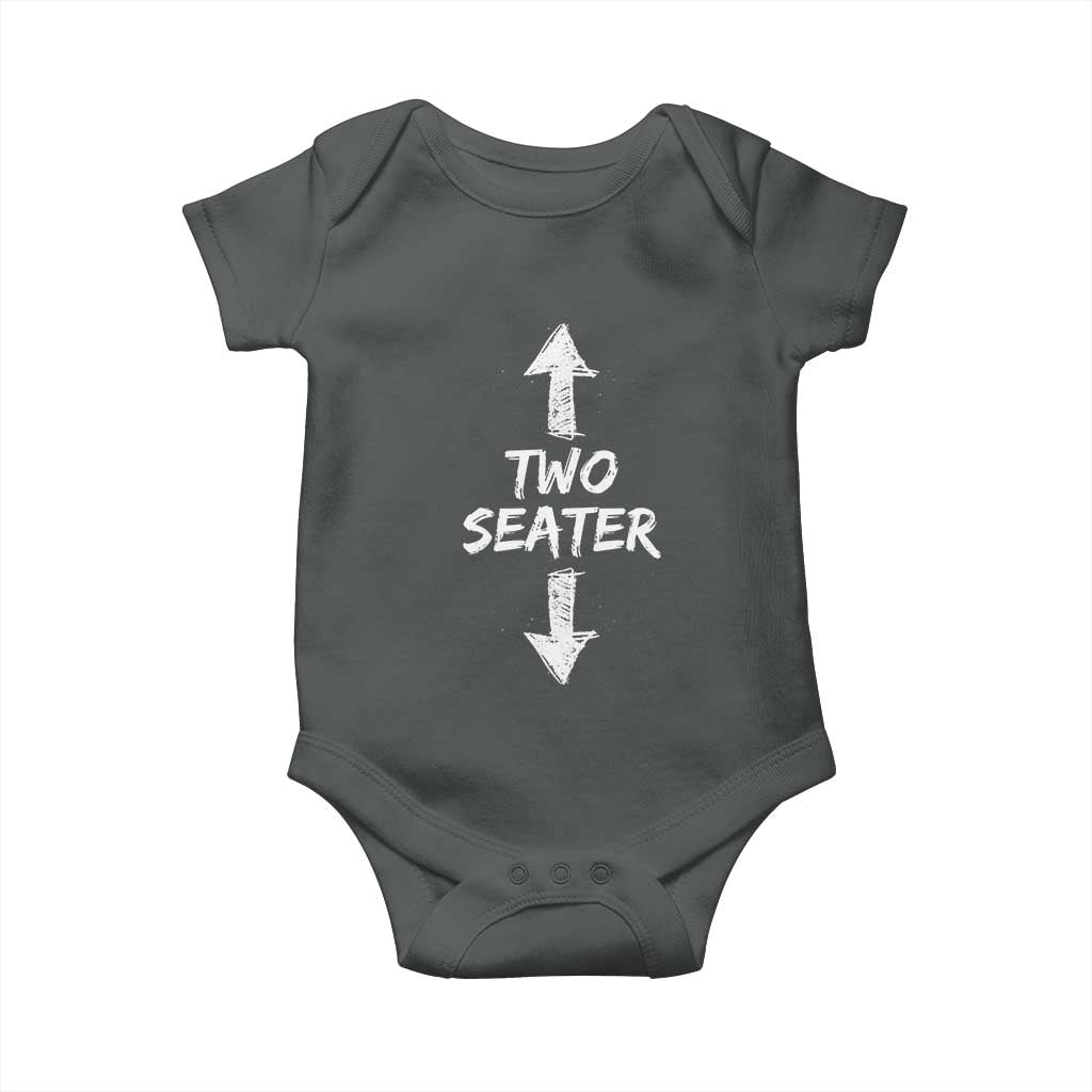 Funny Two Seater Baby Onesie Dirty Adult Humor Offensive Gag TS11 Dark Heather Print Your Wear