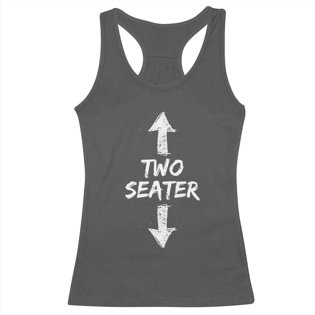 Funny Two Seater Racerback Tank Top Dirty Adult Humor Offensive Gag TS11 Dark Heather Print Your Wear
