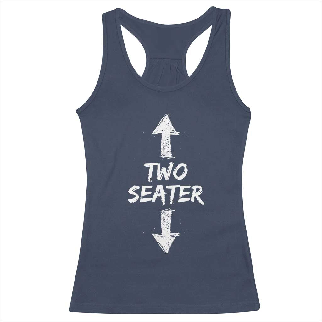 Funny Two Seater Racerback Tank Top Dirty Adult Humor Offensive Gag TS11 Navy Print Your Wear