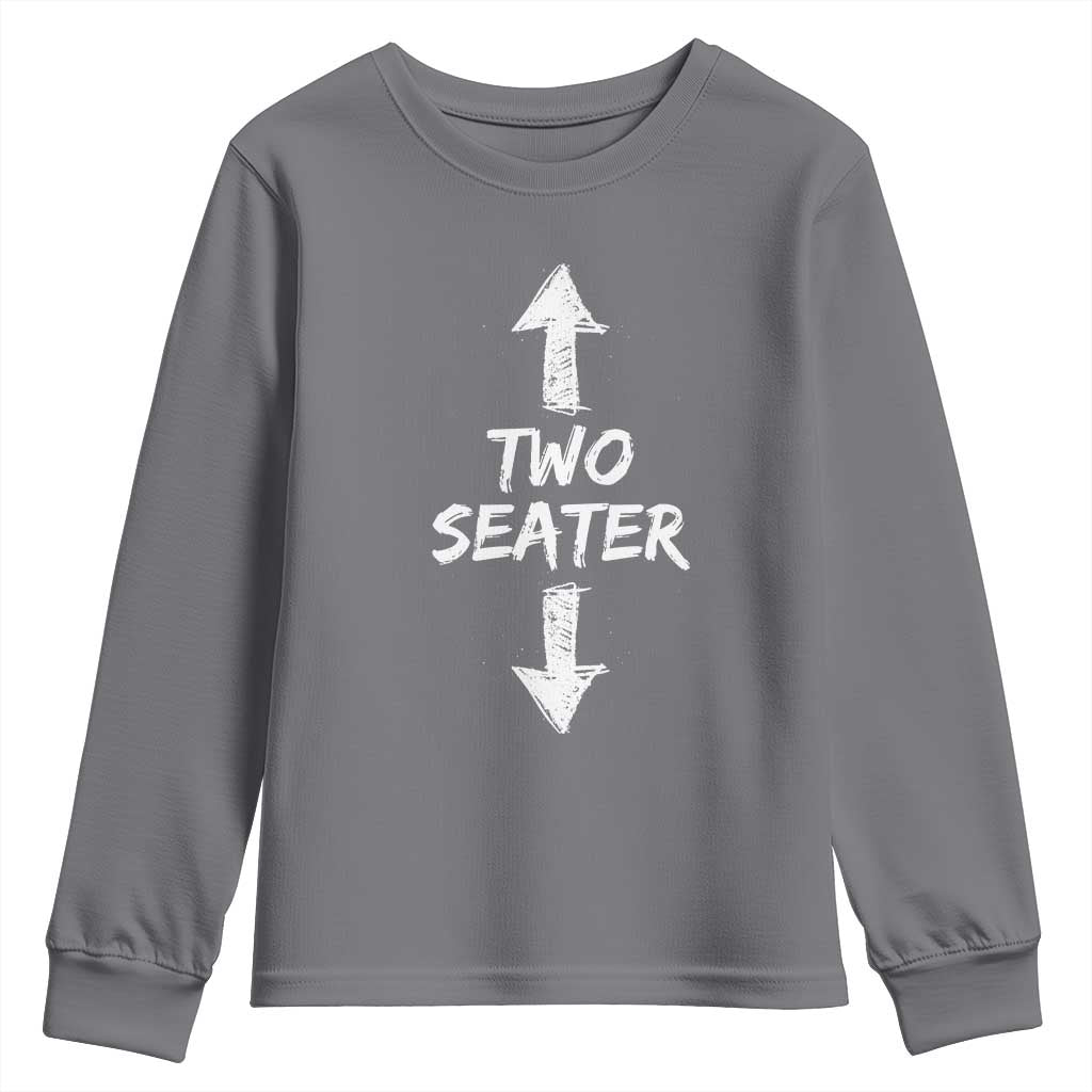 Funny Two Seater Youth Sweatshirt Dirty Adult Humor Offensive Gag TS11 Charcoal Print Your Wear