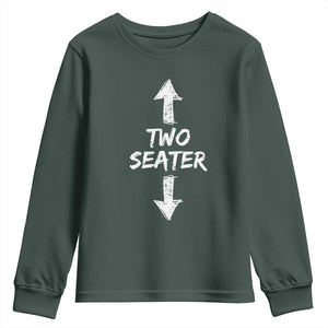 Funny Two Seater Youth Sweatshirt Dirty Adult Humor Offensive Gag TS11 Dark Forest Green Print Your Wear