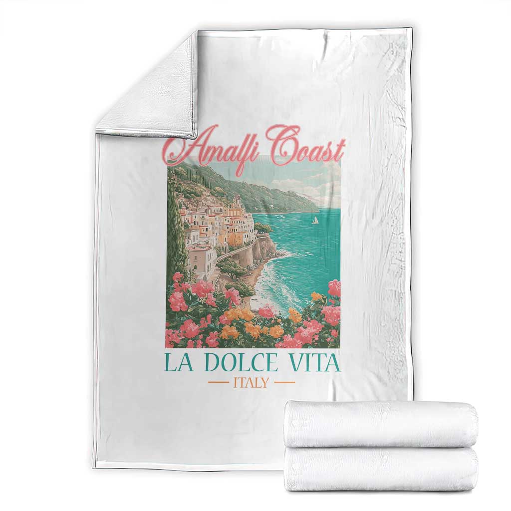 Amalfi Coast Italy Travel Trip Throw Blanket La Dolce Vita Mediterranean Sea TS11 White Print Your Wear