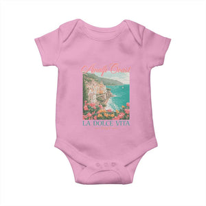 Amalfi Coast Italy Travel Trip Baby Onesie La Dolce Vita Mediterranean Sea TS11 Light Pink Print Your Wear