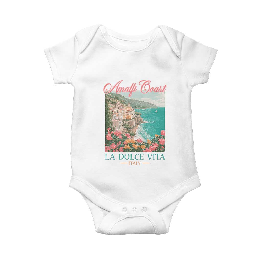 Amalfi Coast Italy Travel Trip Baby Onesie La Dolce Vita Mediterranean Sea TS11 White Print Your Wear
