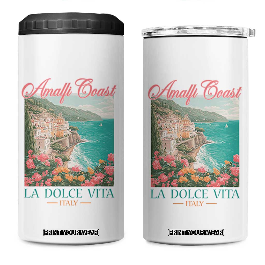Amalfi Coast Italy Travel Trip 4 in 1 Can Cooler Tumbler La Dolce Vita Mediterranean Sea TS11 One Size: 16 oz White Print Your Wear
