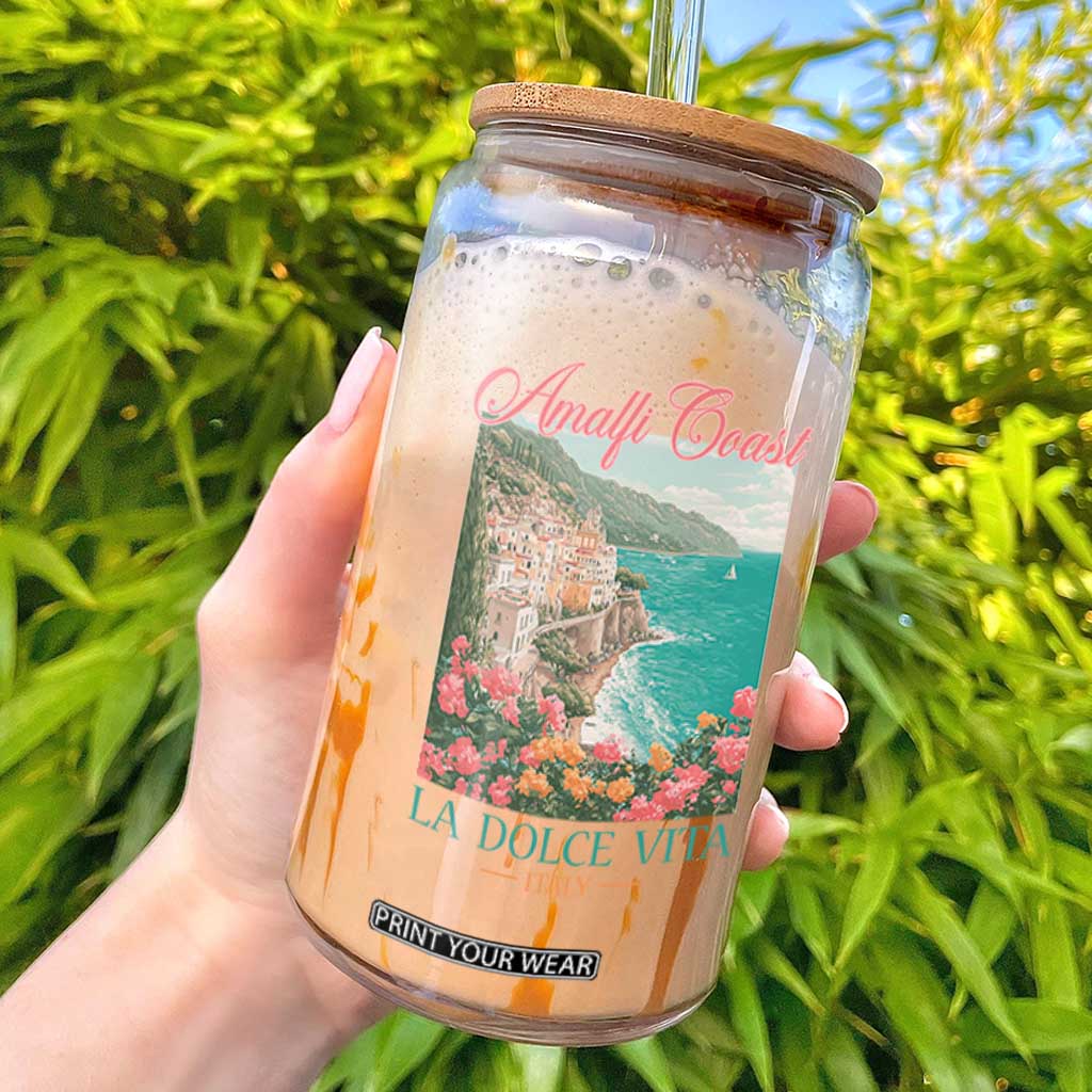 Amalfi Coast Italy Travel Trip Glass Can La Dolce Vita Mediterranean Sea TS11 White Print Your Wear