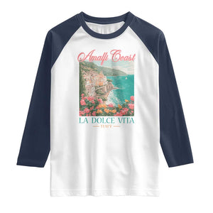 Amalfi Coast Italy Travel Trip Raglan Shirt La Dolce Vita Mediterranean Sea TS11 White Navy Print Your Wear