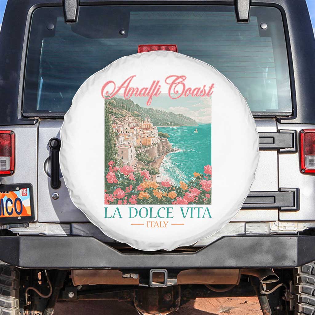 Amalfi Coast Italy Travel Trip Spare Tire Cover La Dolce Vita Mediterranean Sea TS11 No hole White Print Your Wear