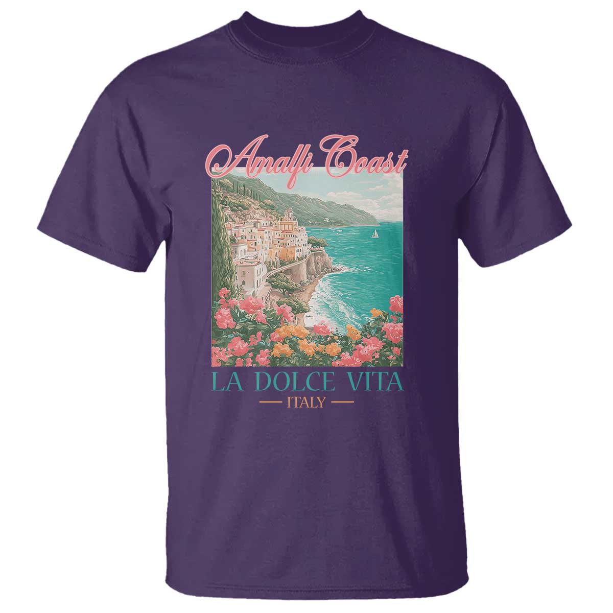 Amalfi Coast Italy Travel Trip T Shirt La Dolce Vita Mediterranean Sea TS11 Purple Print Your Wear