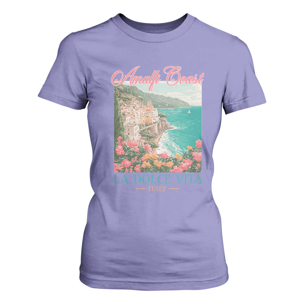 Amalfi Coast Italy Travel Trip T Shirt For Women La Dolce Vita Mediterranean Sea TS11 Violet Print Your Wear