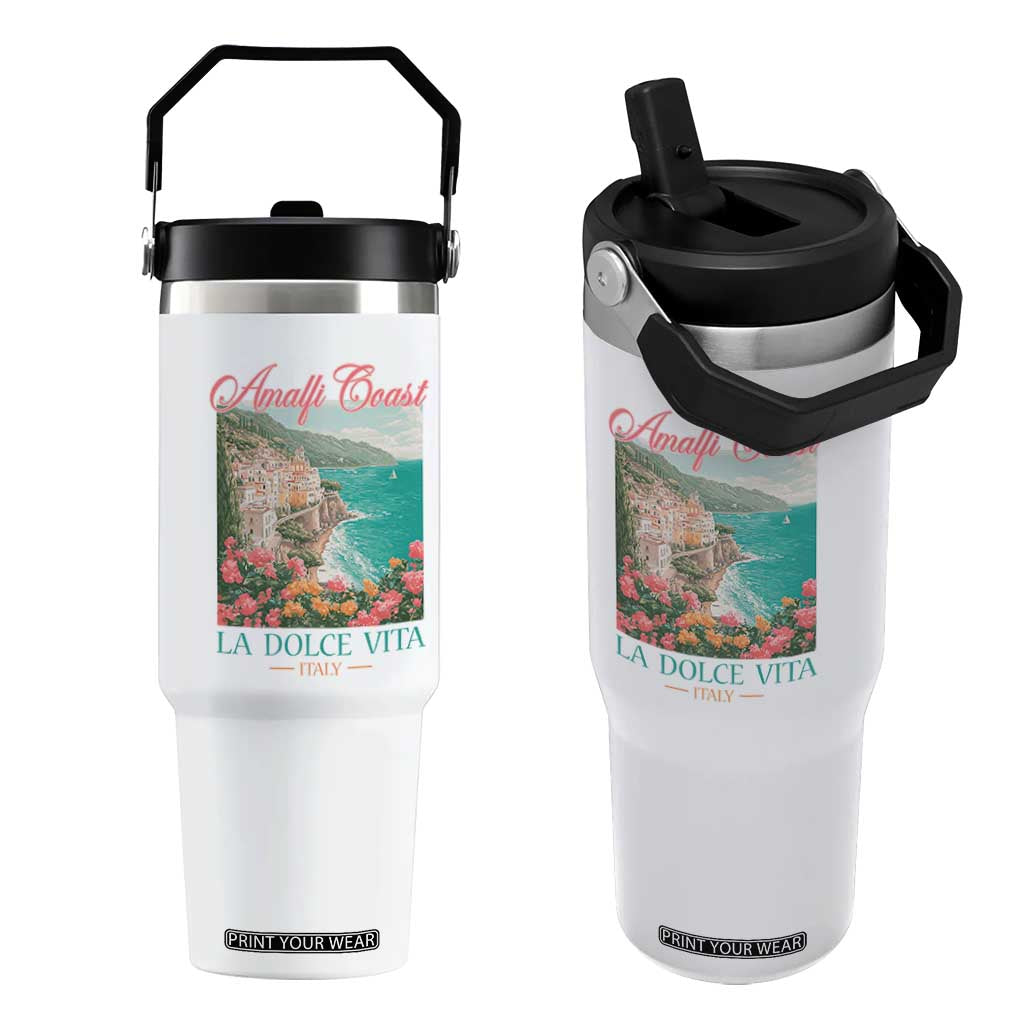 Amalfi Coast Italy Travel Trip Flip Straw Tumbler La Dolce Vita Mediterranean Sea TS11 One Size: 30 oz White Print Your Wear
