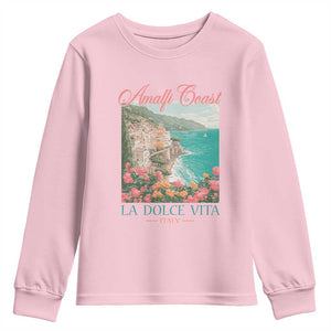 Amalfi Coast Italy Travel Trip Youth Sweatshirt La Dolce Vita Mediterranean Sea TS11 Light Pink Print Your Wear