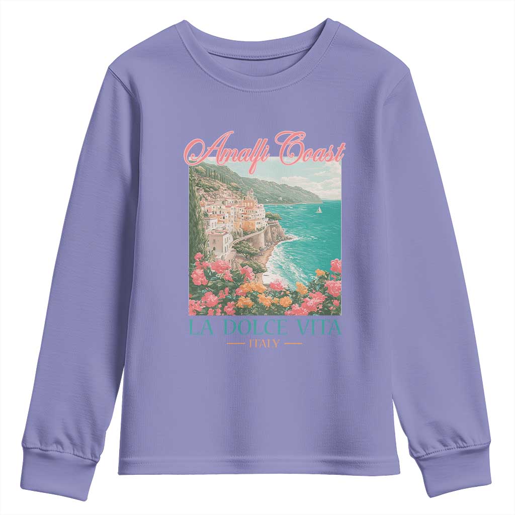 Amalfi Coast Italy Travel Trip Youth Sweatshirt La Dolce Vita Mediterranean Sea TS11 Violet Print Your Wear