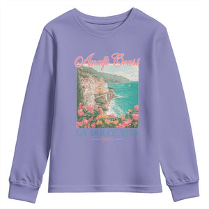 Amalfi Coast Italy Travel Trip Youth Sweatshirt La Dolce Vita Mediterranean Sea TS11 Violet Print Your Wear